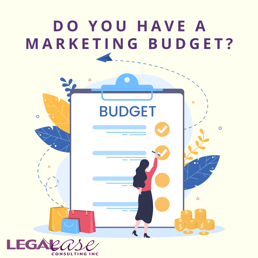 illustration of woman working on a marketing budget